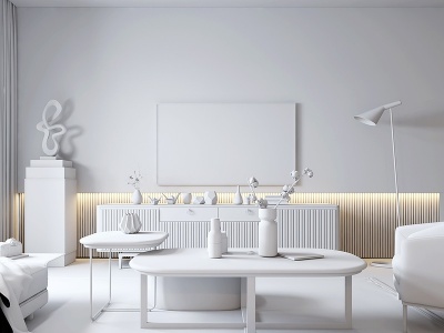 现代轻奢客厅餐厅模型3d模型