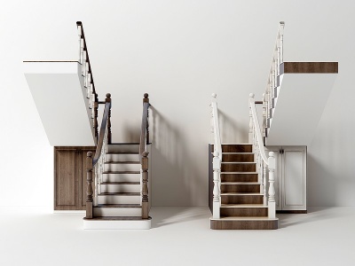 3d现代简欧楼梯组合模型