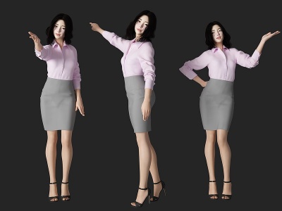 办公美女人物模型3d模型