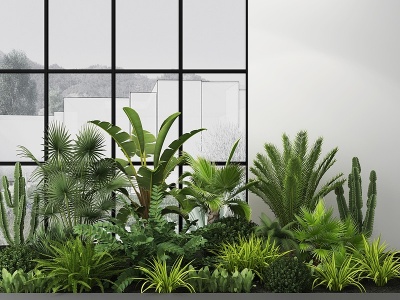 现代绿植热带植物绿植池模型