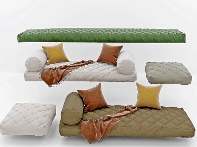 3d现代坐垫,沙发抱枕组合模型