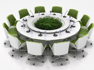 3d现代圆形会议桌模型