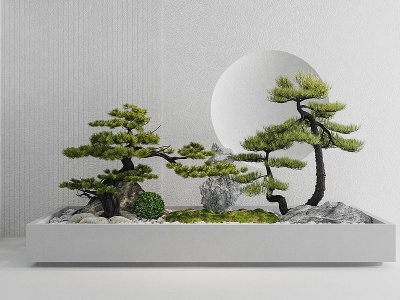 3d新中式盆栽景观模型