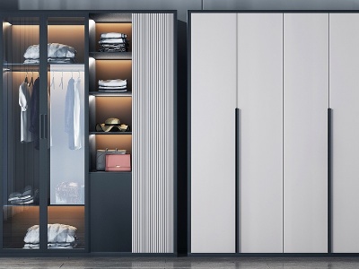 3d现代平开门衣柜模型