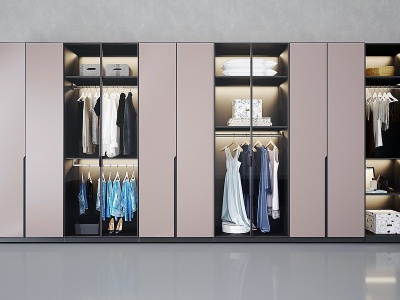 3d现代平开门衣柜模型