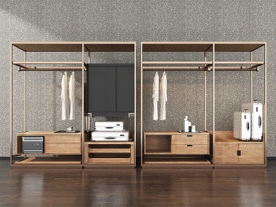 3d现代实木衣柜模型