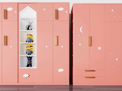 3d现代多功能儿童衣柜模型