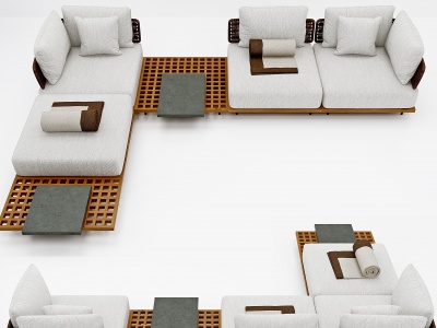 现代藤编户外沙发模型3d模型