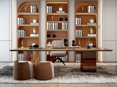 3d现代书房模型