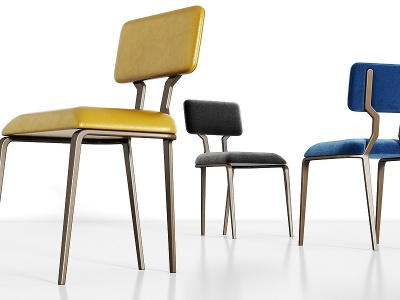现代金属皮革绒布吧椅组合模型3d模型