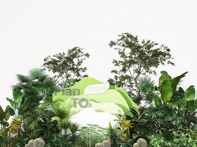 现代造氧计划植物美陈景观模型3d模型