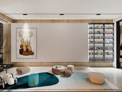 3d现代别墅儿童活动室模型
