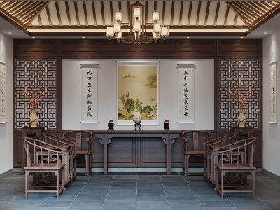中式别墅会客区模型3d模型