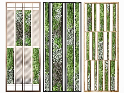 3d现代绿植装饰隔断屏风模型
