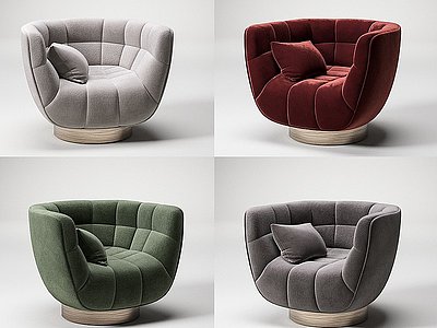 现代绒布单人沙发模型3d模型