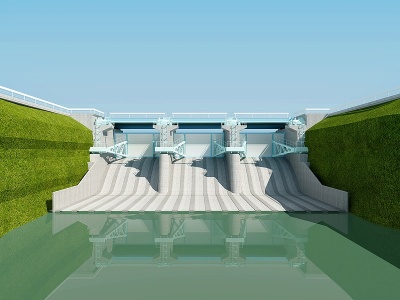 现代堤坝水库模型3d模型