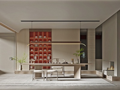 3d新中式侘寂茶室模型