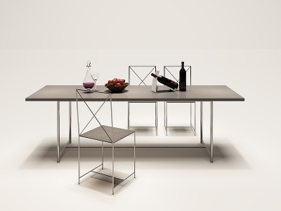3d现代意大利餐桌椅模型