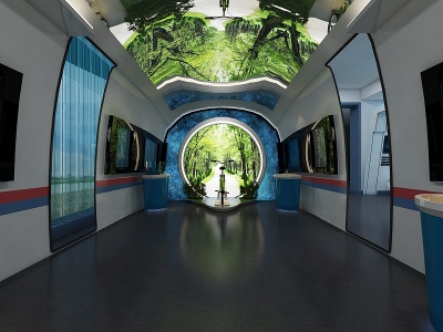 3d现代科技展厅动车列车模型