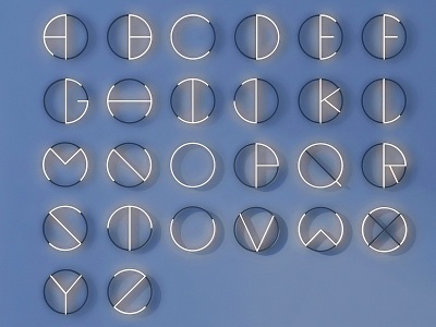 3d现代26个英文字母墙模型
