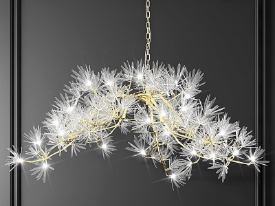 3d金属松树水晶装饰吊灯模型