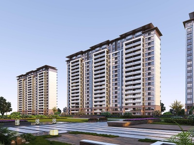 新中式风格小高层住宅模型3d模型