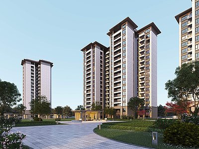 新中式风格多层住宅模型3d模型