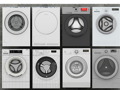 3d现代滚筒洗衣机模型