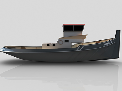 现代风格装饰品小舟模型3d模型