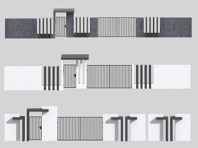 现代围栏栅栏展墙模型3d模型