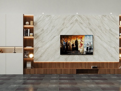 现代电视墙组合模型