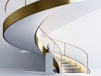 现代旋转玻璃楼梯模型
