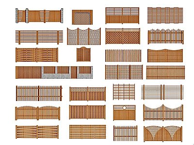 中式木围栏模型3d模型