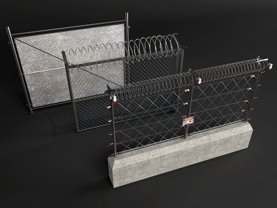 3d工业风护栏铁丝网防护网模型