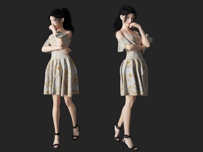 裙子美女人物3d模型