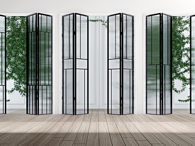 现代工艺玻璃折叠门模型