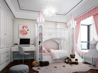 现代儿童房模型3d模型