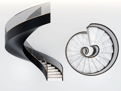 3d现代玻璃旋转楼梯模型