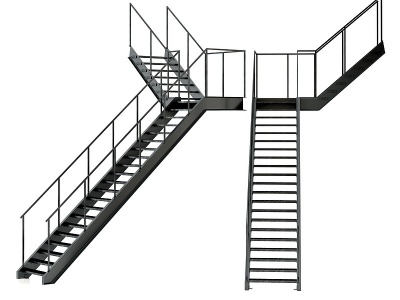 工业风钢架烤漆楼梯模型