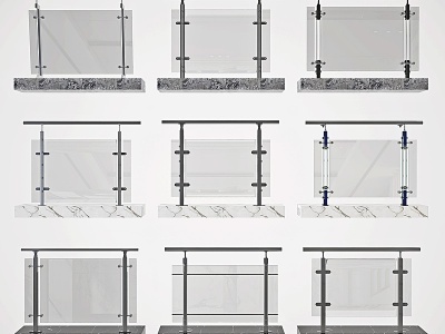 现代玻璃护栏3d模型