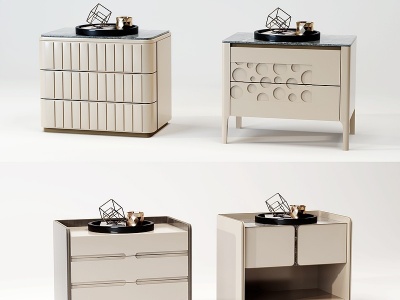 现代方形床头柜组合模型3d模型