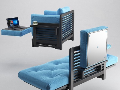 3d新中式单人躺椅模型