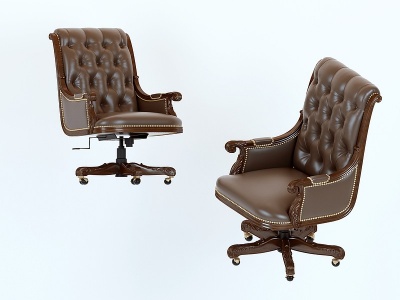 3d欧式皮革大班椅模型