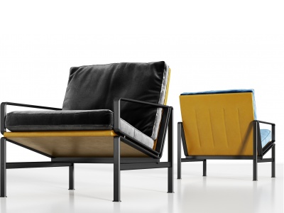 现代金属轻奢绒布单椅模型3d模型