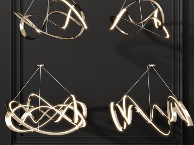 现代金属环形圆环吊灯模型3d模型