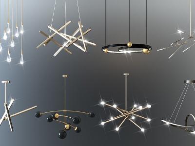 3d现代金属吊灯模型