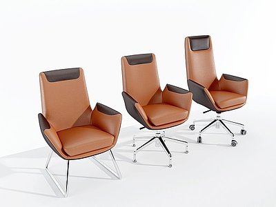 3d现代职员皮革办公椅洽谈椅模型