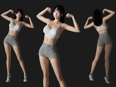 现代运动美女人物模型3d模型