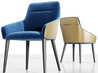 3d现代轻奢绒布皮革单椅组合模型