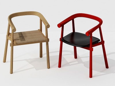 3d现代红原椅子组合模型